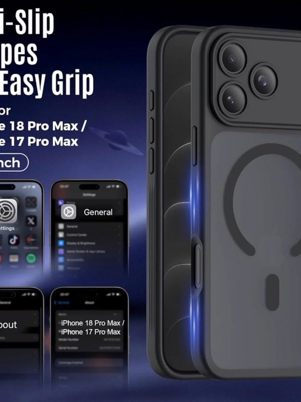 Magnetic Slim Case for iPhone 18 Pro Max / 17 Pro Max - Black